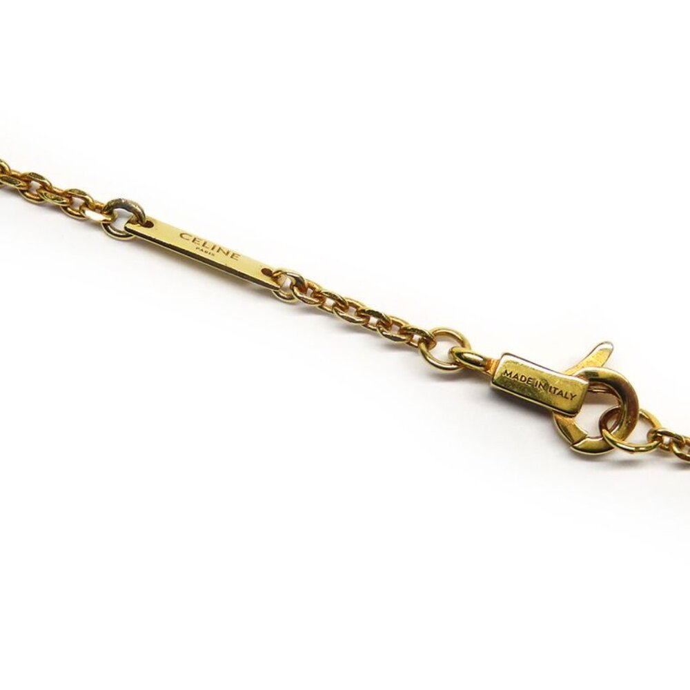 Celine Triomphe Solitaire Necklace Gold Finish Brass Accessory - Picture 8 of 10